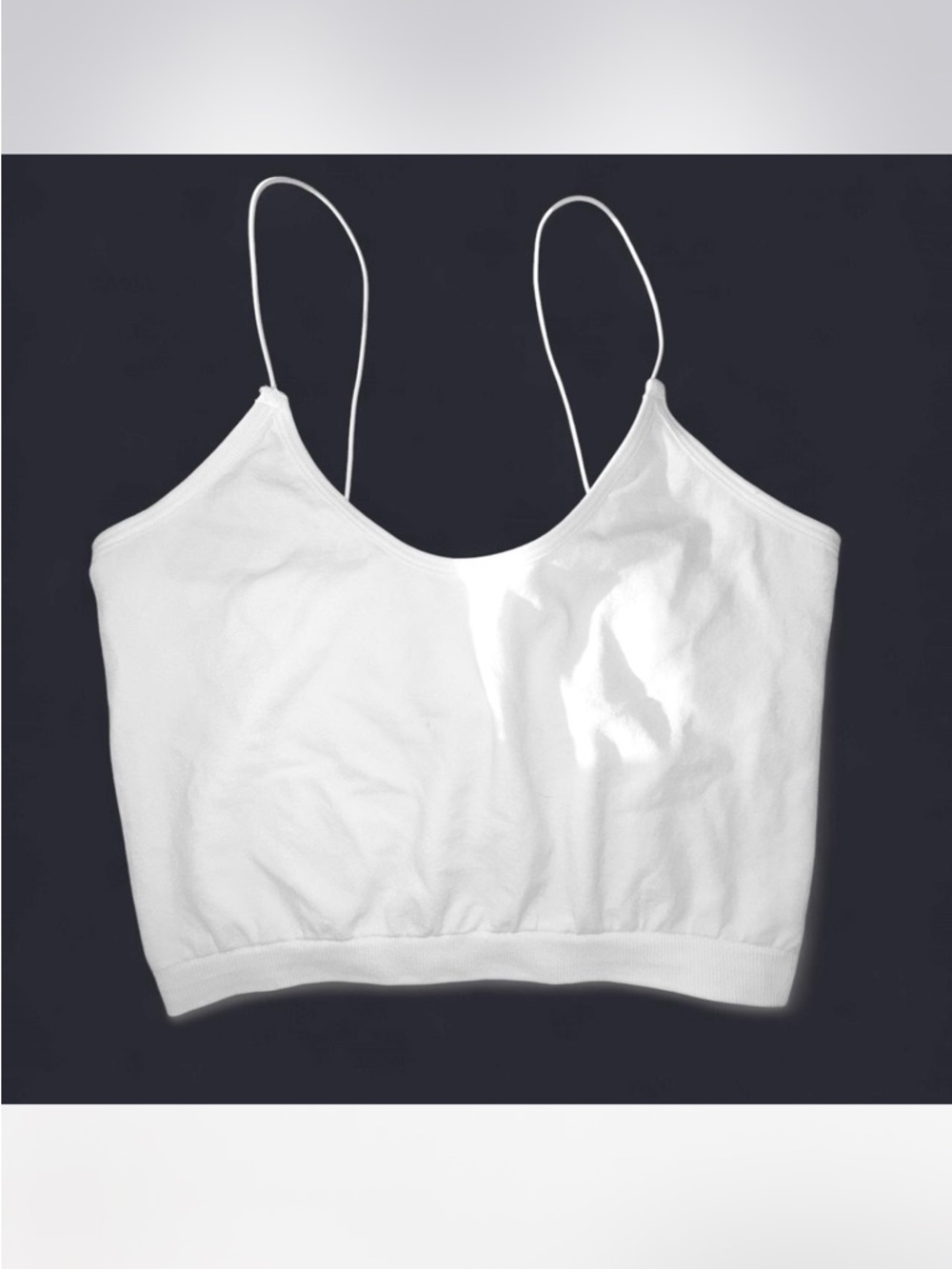 Women's White Spaghetti Strap Cropped Camisole